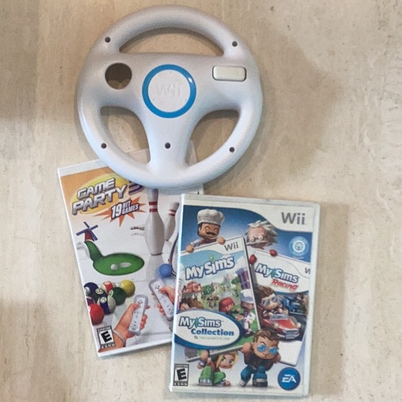 My Sims Collection Nintendo Wii Game & Game Party 3 Wii Games & Wheel MySims Lot - Picture 9 of 9